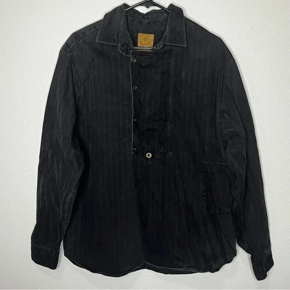 Wahoo Maker Yuma Arizona Denim Button Up Shirt Men Large Black Western Made USA - Picture 1 of 11